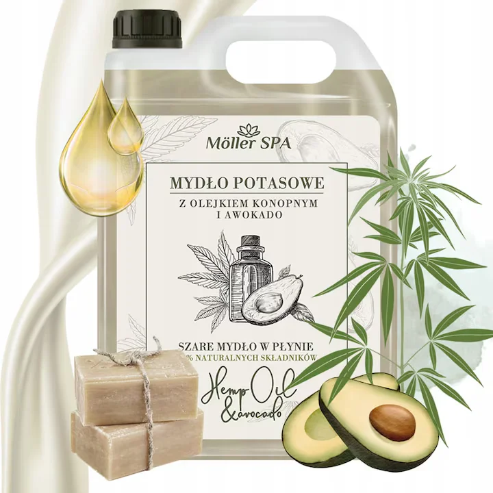 Produse BIO - Sapun Natural pentru maini si corp cu Potasiu, ulei de Cannabis si avocado 5 litri-98% ingrediente naturale-Sapunul de potasiu este cunoscut pentru blandetea sa, fiind ideal pentru ingrijirea pielii s