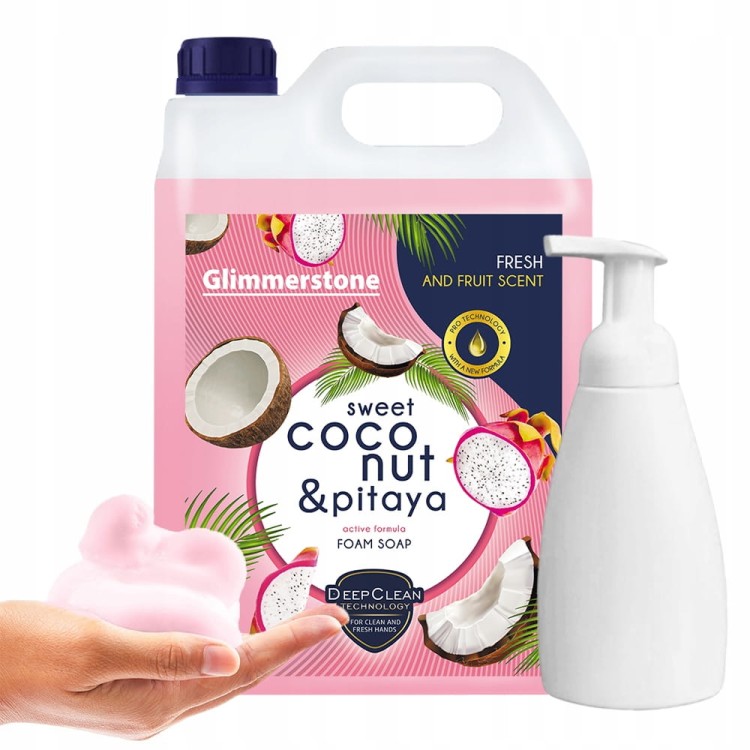 Pachete Luxury - SAPUN SPUMANT PREMIUM CU NUCĂ DE COCOS ȘI PITAYA 5L + DOZATOR DE SPUMĂ+TRANSPORT GRATUIT