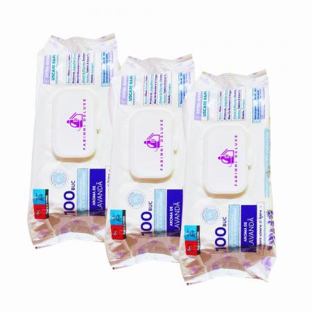 Produse BIO - Servetele cu bicarbonat si otet cu miros de Lavanda pentru curatarea tuturor suprafetelor 3 pachete x100 buc (300 buc)!