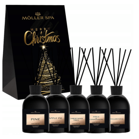 Pachete Luxury - Set Cadou Cutie cu Parfumuri cu Betisoare cu miros de Craciun Premium 5x250 ml
