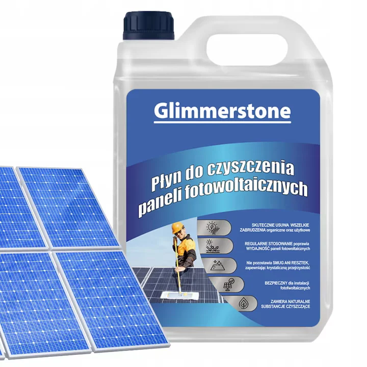 Produse Panouri Solare si Fotovoltaice - Solutie de curatare a panourilor solare si fotovoltaice concentrat la 5 litri-indepartarea eficienta si sigura a murdariei de pe suprafata panourilor -lichidul nu lasa urme sau reziduuri, maximizand a