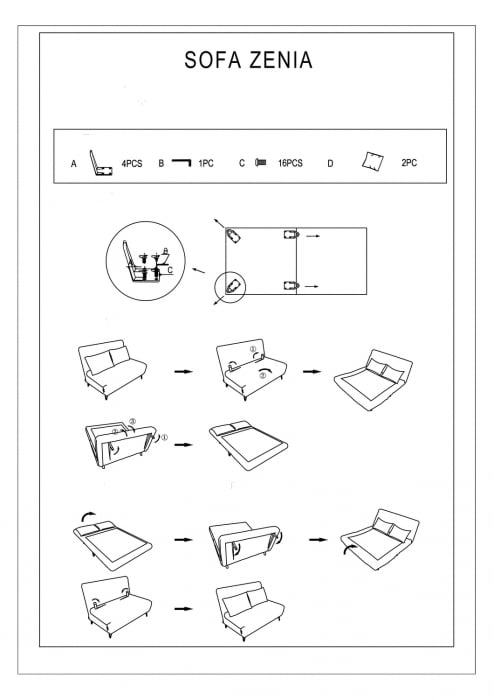 Canapea extensibila ZENIA CATIFEA VERDE TAP.189/NEGRU [4]