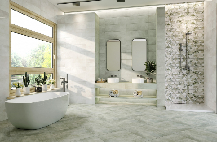 Faianta rectificata tip ciment Cemento Perla White 3394, 24.40X74.40, alb, 1.10mp/cut [7]