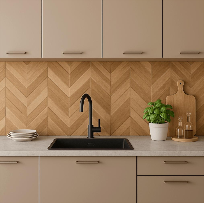 Faianta rectificata tip lemn, Mood Bamboo Decofon 30x90x0.7 cm, maro, finisaj mat [2]