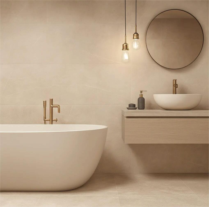 Faianta rectificata tip piatra, Motto Bone 30x90x0.7 cm, bej, finisaj mat [2]