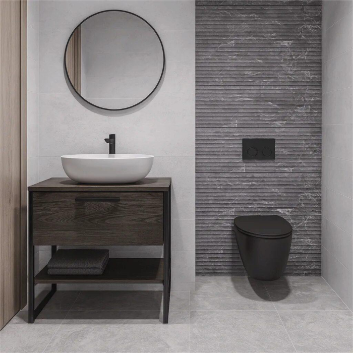 Faianta rectificata tip marmura, Adela Grey Decofon 30x90, gri, finisaj lucios [2]