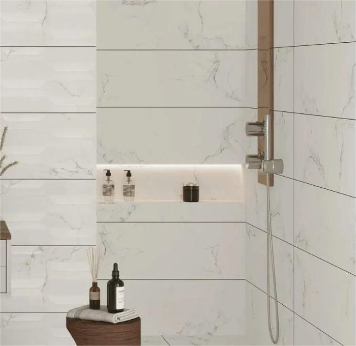 Faianta rectificata tip marmura, Adonis White 30x90, alb, finisaj lucios [3]