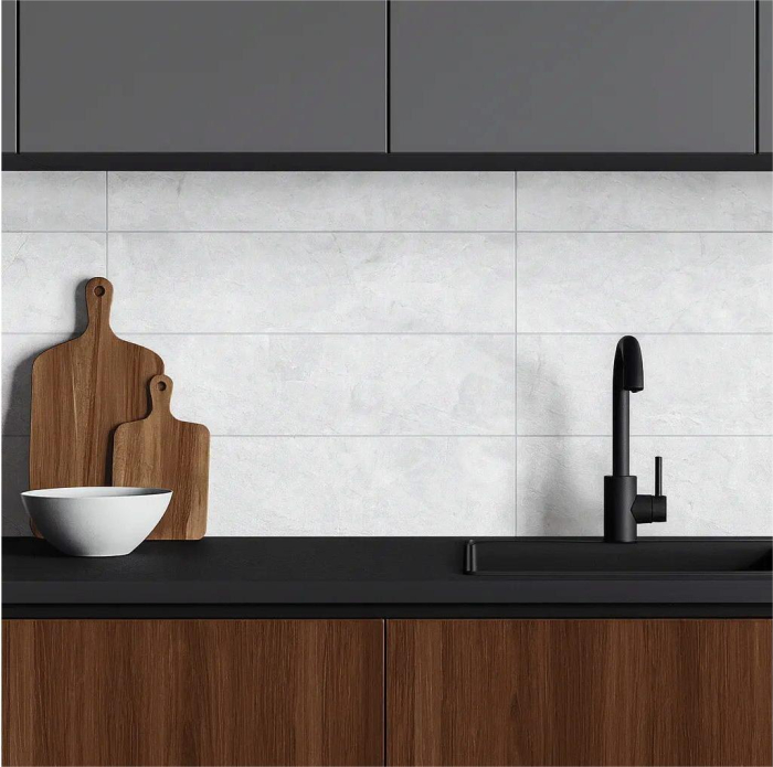 Faianta rectificata tip marmura, Adela White 30x90, alb, finisaj lucios [2]