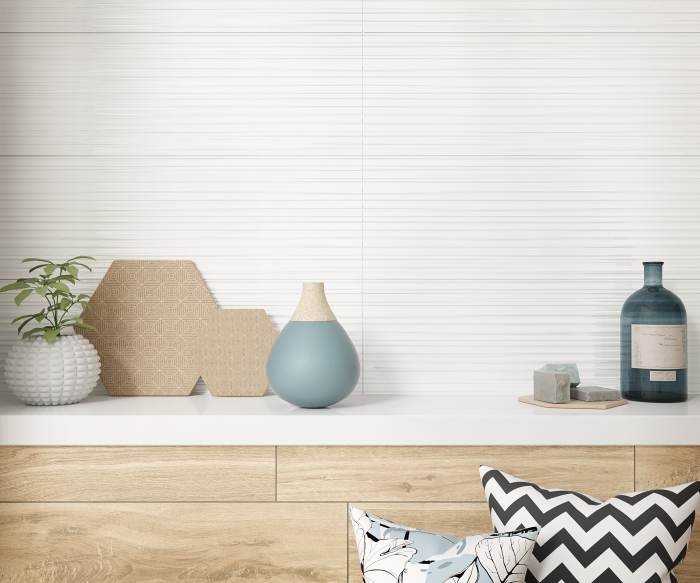 Faianta tip marmura, White Glossy Onda 4755, 25.5x75.5 cm, alb, finisaj lucios [2]