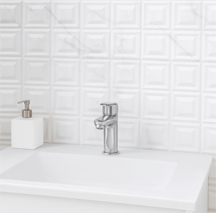 Faianta rectificata tip marmura, Paris White Decofon 30x90, alb, finisaj lucios [2]