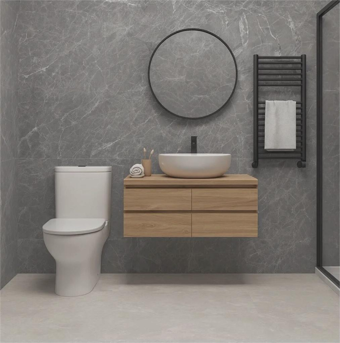 Faianta rectificata tip marmura, Adela Grey 30x90, gri, finisaj lucios [2]