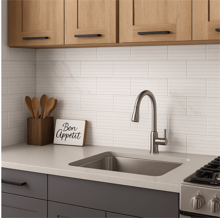 Faianta rectificata tip marmura, Nuvola White Decofon 30x90, alb, finisaj mat [2]