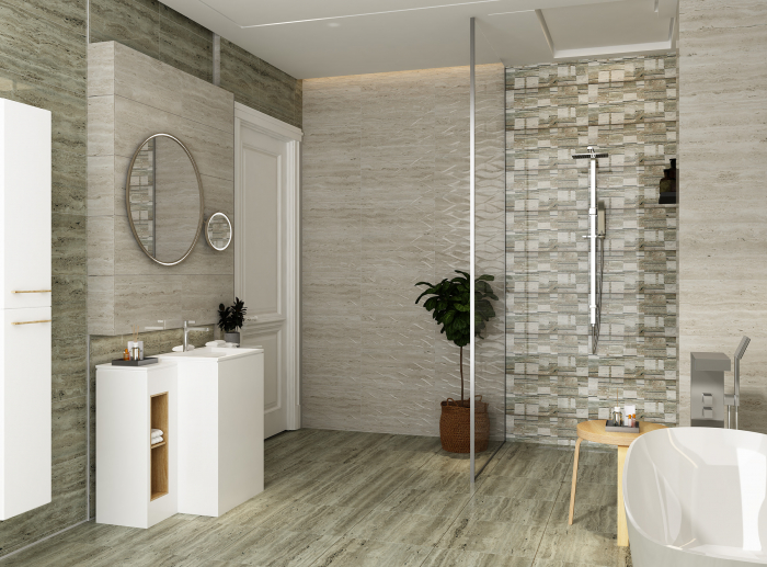Faianta rectificata tip Travertin, Trevi Grey 4980, 30X60cm, gri, finisaj lucios [7]