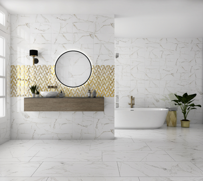 Faianta tip marmura Delphi White 4856-4928, 25x50 cm, alb, finisaj lucios [9]