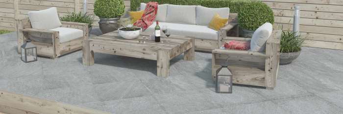 Gresie portelanata exterior tip ciment, Nordic Outdoor Anthracite 9688, 60x60 cm, gri [5]