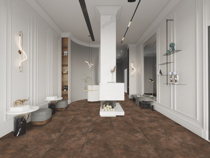 Gresie portelanata tip ciment, Titan Copper TIT2, 60x120 cm, maro, finisaj semilucios [3]