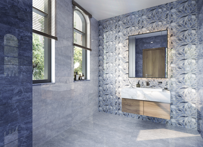 Gresie portelanata tip marmura Delice Light Blue 6025, 45x45 cm, albastru [6]