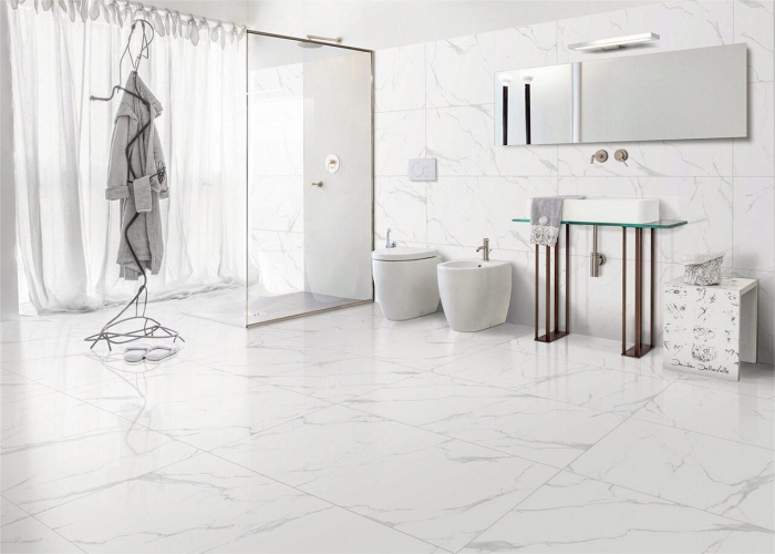 Gresie portelanata tip marmura Carrara Classic Gold Matt CLA21 60x120 cm alb, finisaj mat [2]