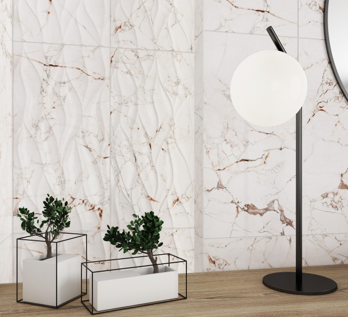 Gresie portelanata tip marmura Marquina White 6215, 45x45 cm, alb, maro, finisaj mat [5]