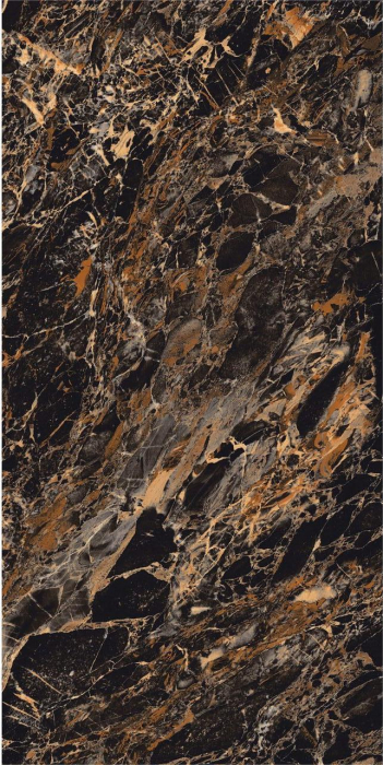 Gresie portelanata tip marmura, Lustro Dark Atlan Dark High, 60x120, negru, finisaj lucios [4]