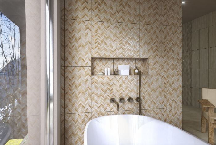 Piesa decorativa rectificata, Trevi Chevron Brown 4950, 30X60 cm, maro [3]
