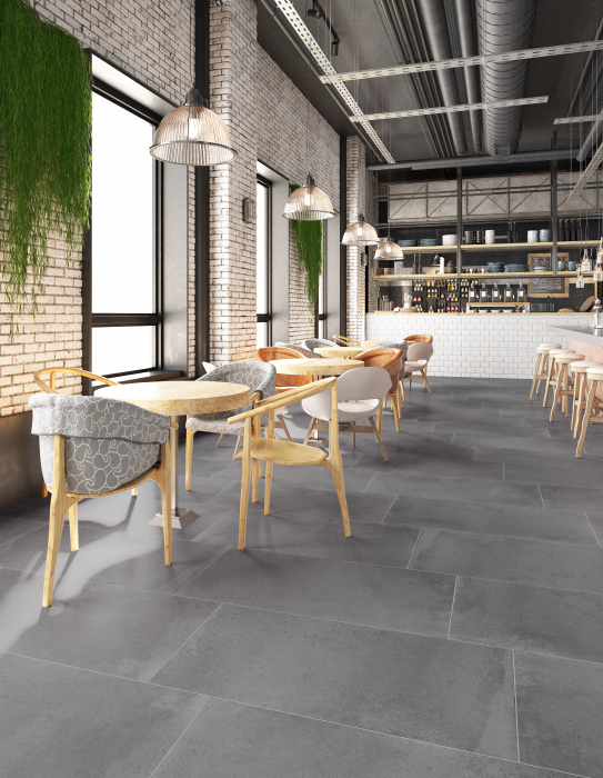 Gresie rectificata portelanata tip ciment, District Grey 6151, 60x120 cm, gri [9]