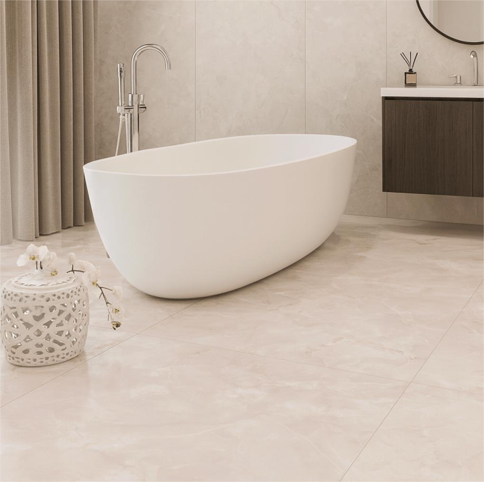 Gresie rectificata portelanata tip marmura Gemma Perla 60x120 cm alb, finisaj lucios [2]