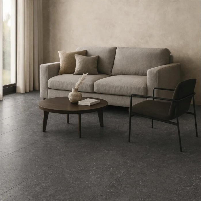 Gresie rectificata portelanta tip piatra Modena Anthracite MOE4 60x60 cm, antracit, finisaj mat [2]