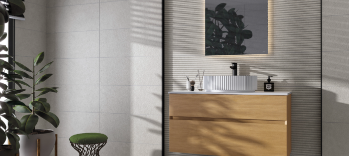 Gresie rectificata tip ciment Borneo White Mat 60X120cm, alb-gri, finisaj mat [3]