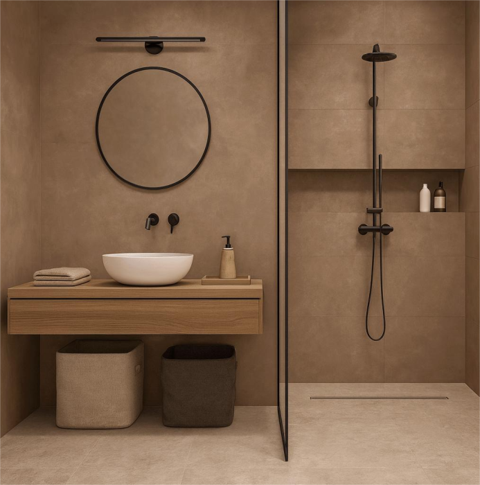 Gresie rectificata tip ciment, Concept Mink 60x120 cm, maro, finisaj mat [2]