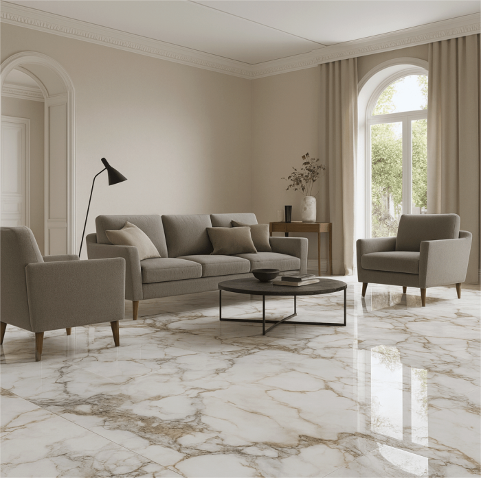 Gresie rectificata tip ciment, Moonwalk Light Grey, 60x120 cm, gri, finisaj lucios [2]