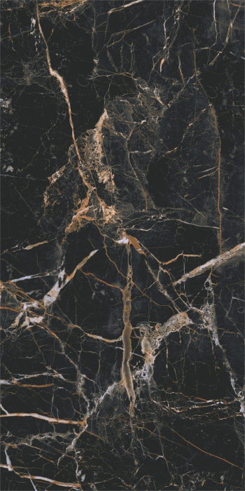 Gresie rectificata tip marmura Marquina Gold 119.7x59.7, negru, finisaj mat [2]