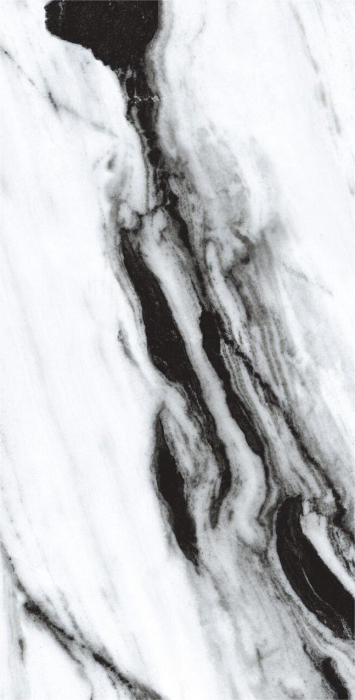 Gresie rectificata tip marmura, Panda White Special High Glossy 60x120cm, alb, negru, finisaj lucios [2]