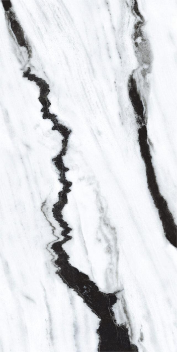 Gresie rectificata tip marmura, Panda White Special High Glossy 60x120cm, alb, negru, finisaj lucios [3]