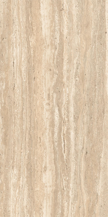 Gresie rectificata tip travertin, Gs Oren Travertino Glossy Carving, 60x120cm, bej, finisaj lucios [2]
