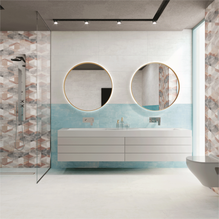 Faianta rectificata tip ciment, Terra Turquoise 30x90 cm, albastru, finisaj mat [2]