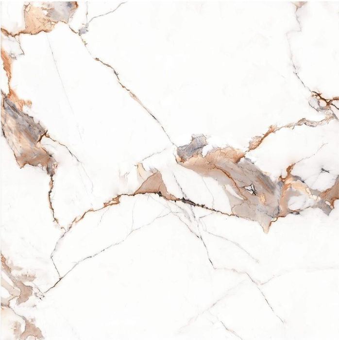 Gresie rectificata tip marmura, Helios 60x60 cm, alb, maro, finisaj lucios [1]