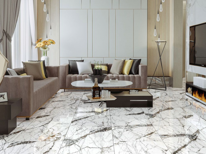 Gresie tip marmura, SG Pole Full Lap 1. 60X120, rectificata, portelanata, alb, finisaj lucios, 2.17mp/cut [4]