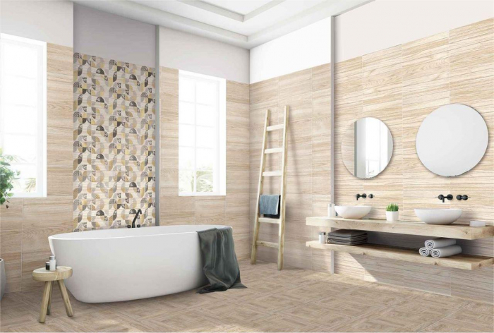 Gresie tip lemn, Nordic Wood 6046-0406, 45x45 cm, bej, finisaj mat [2]