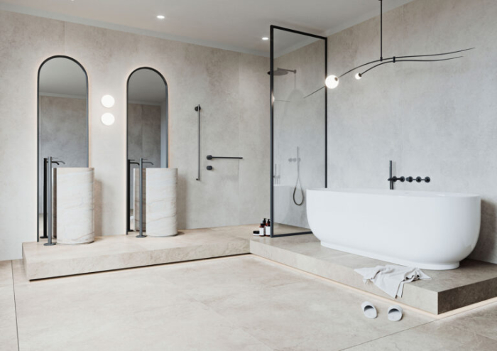 Gresie rectificata tip ciment, Tacoma White, 60/120cm bej, finisaj mat [2]