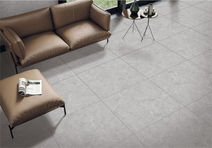Gresie rectificata portelanata, tip marmura Urla Light Grey URL1, 60x60 cm, gri, finisaj lucios [2]