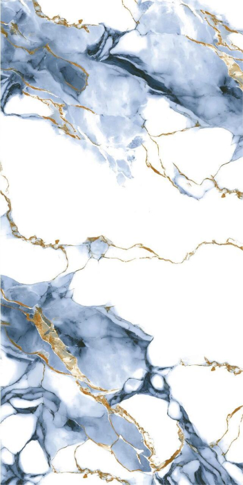 Gresie rectificata tip marmura, Classica Aqua High Glossy, 60x120cm, alb, albastru, finisaj lucios [4]