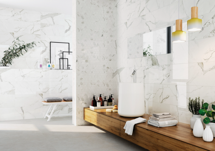 Gresie tip marmura, Statuario 60x120 cm, alb, finisaj lucios [4]