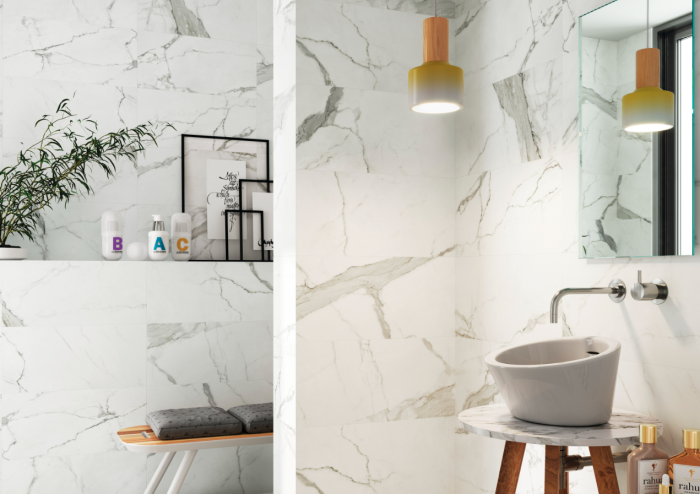 Gresie tip marmura, Statuario 60x120 cm, alb, finisaj mat [4]