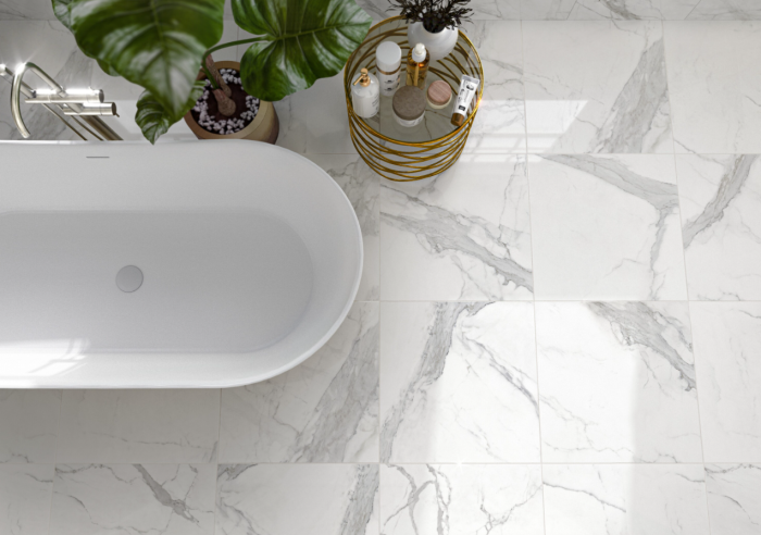 Gresie tip marmura, Statuario 60x120 cm, alb, finisaj mat [5]