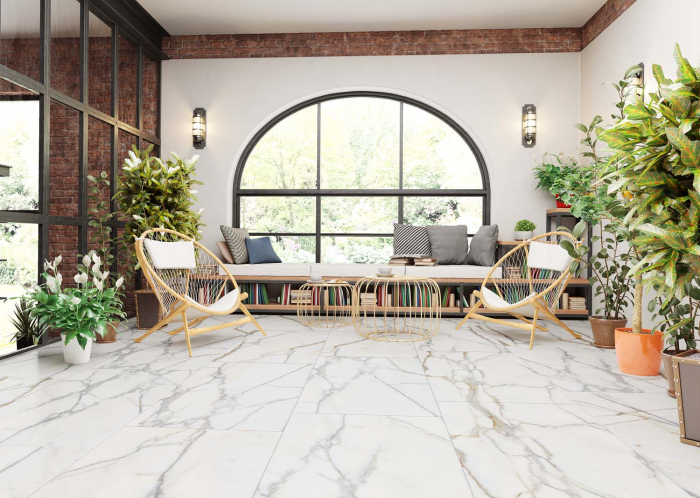 Gresie tip marmura, Orobianco White 6162, 60x60 cm, rectificata, alb, maro, finisaj mat [5]