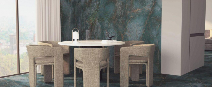 Lastra - Gresie portelanata XXL rectificata tip marmura Manhattan Ocean, 120x260 cm, albastru, finisaj lucios [2]