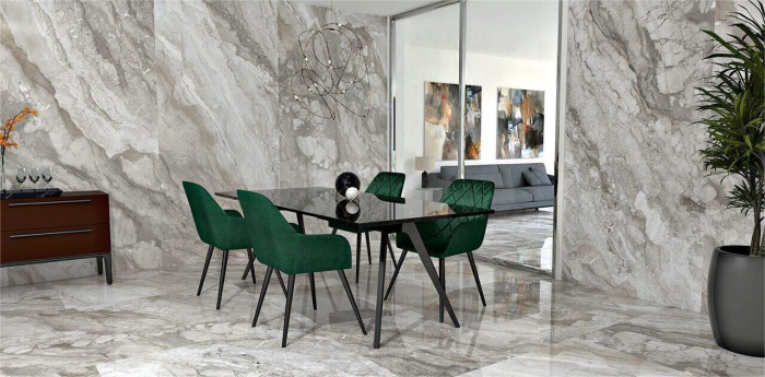 Lastra - Gresie portelanata XXL rectificata tip marmura Rialto Cenere, 120x260 cm, gri, finisaj lucios [2]