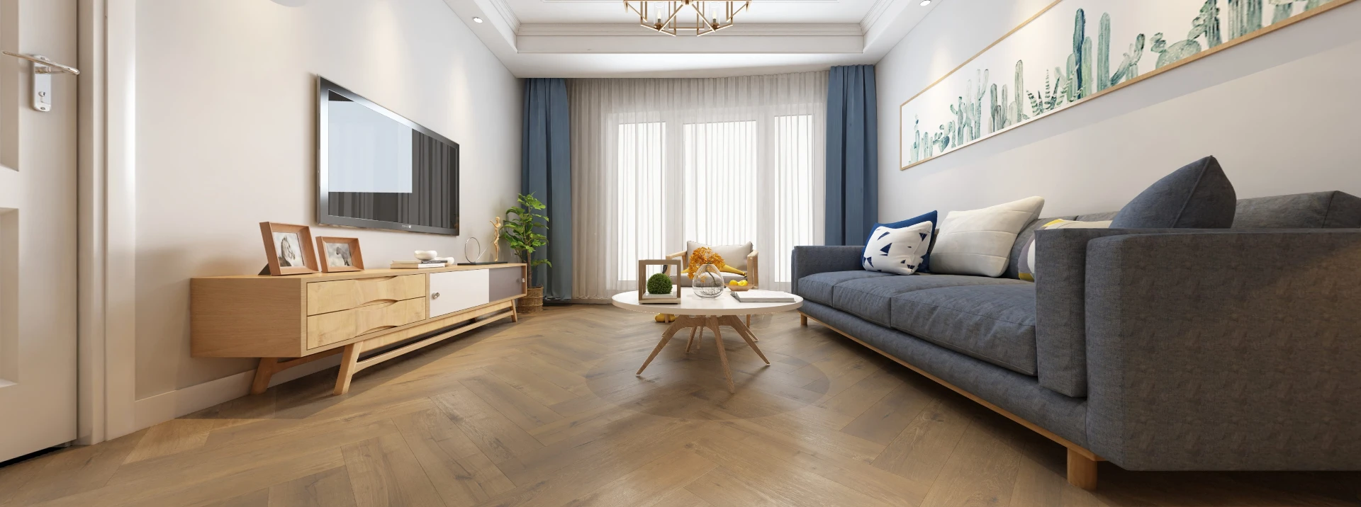 Parchet SPC Authentic Herringbone 6.5 mm, Gold Oak 15×75 cm, clasa 31 [2]