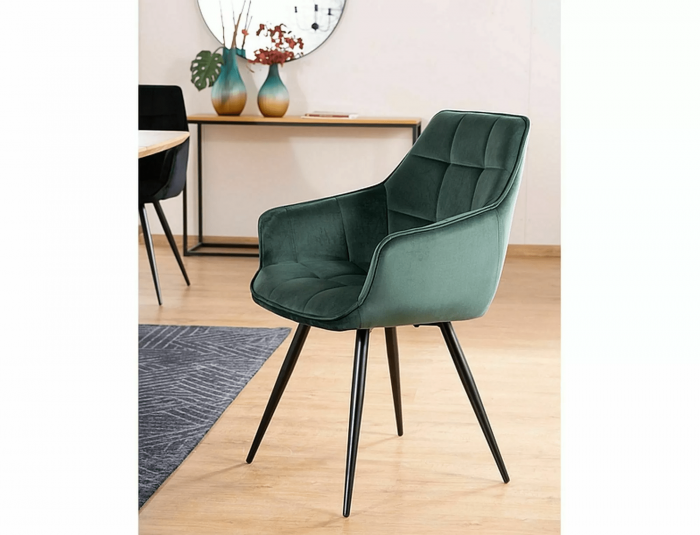 Scaun dining / living LILY Catifea Bluvel Verde 78 /cadru negru [4]